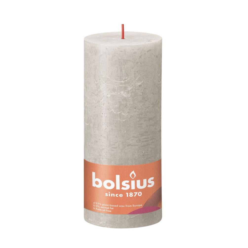 Bolsius Sandy Grey Rustic Shine Pillar Candle 19cm x 7cm £8.99